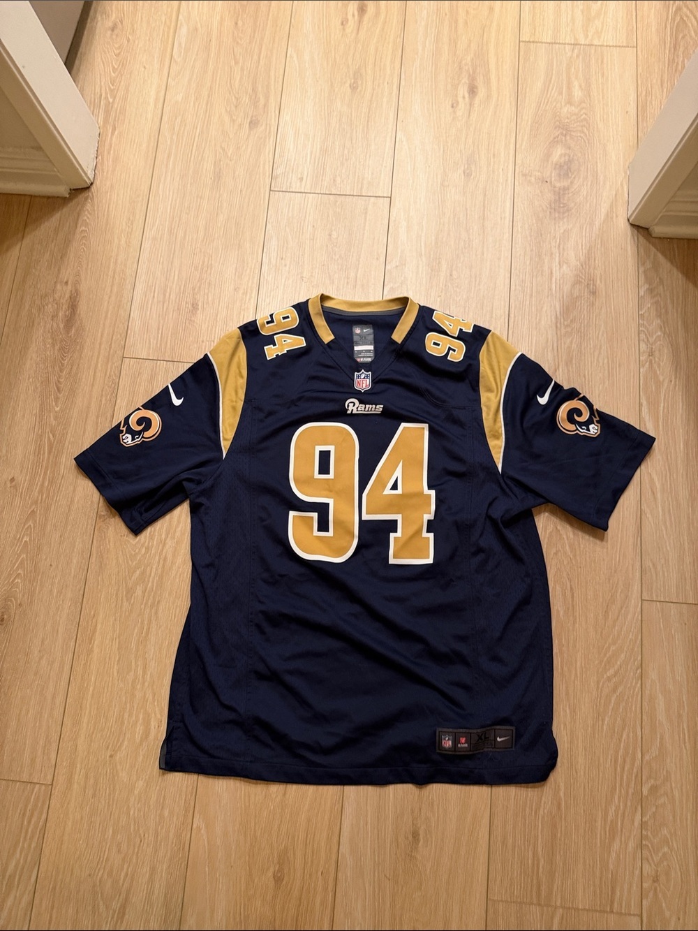 Nike Los Angeles Rams #94 Navy and Gold Jersey